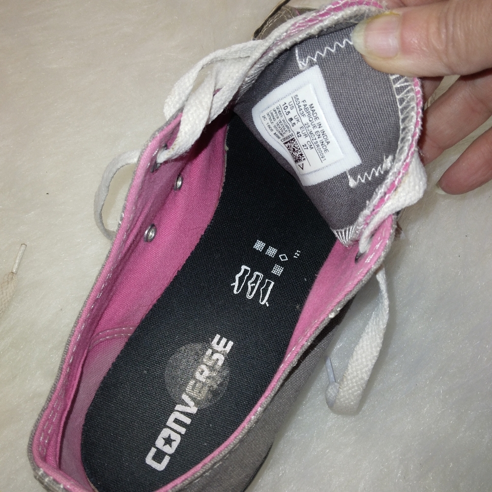 SHOES Converse low, double tongue,  pink & gray, size 10.5 - Picture 3 of 11